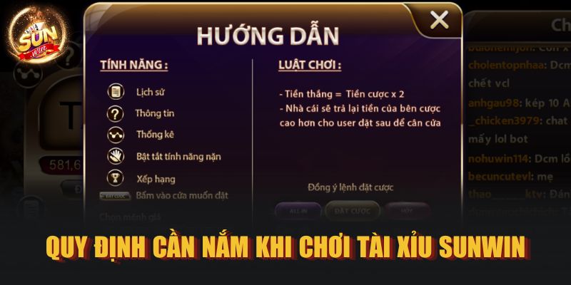 Quy định cần nắm khi chơi Tài Xỉu Sunwin